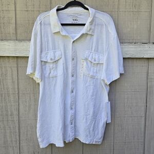 NEW Calvin Klein Jeans Cotton Button Down Semi Sheer Short Sleeve Tee Blouse XXL